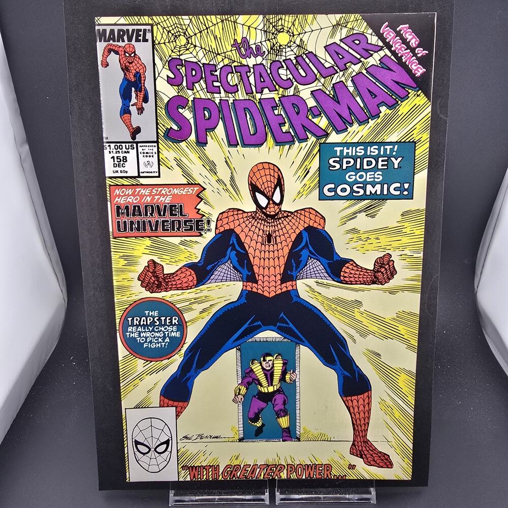 Spectacular Spider-Man 158 NEWSSTAND 1st Cosmic Spider-Man Marvel 1989 VF/NM